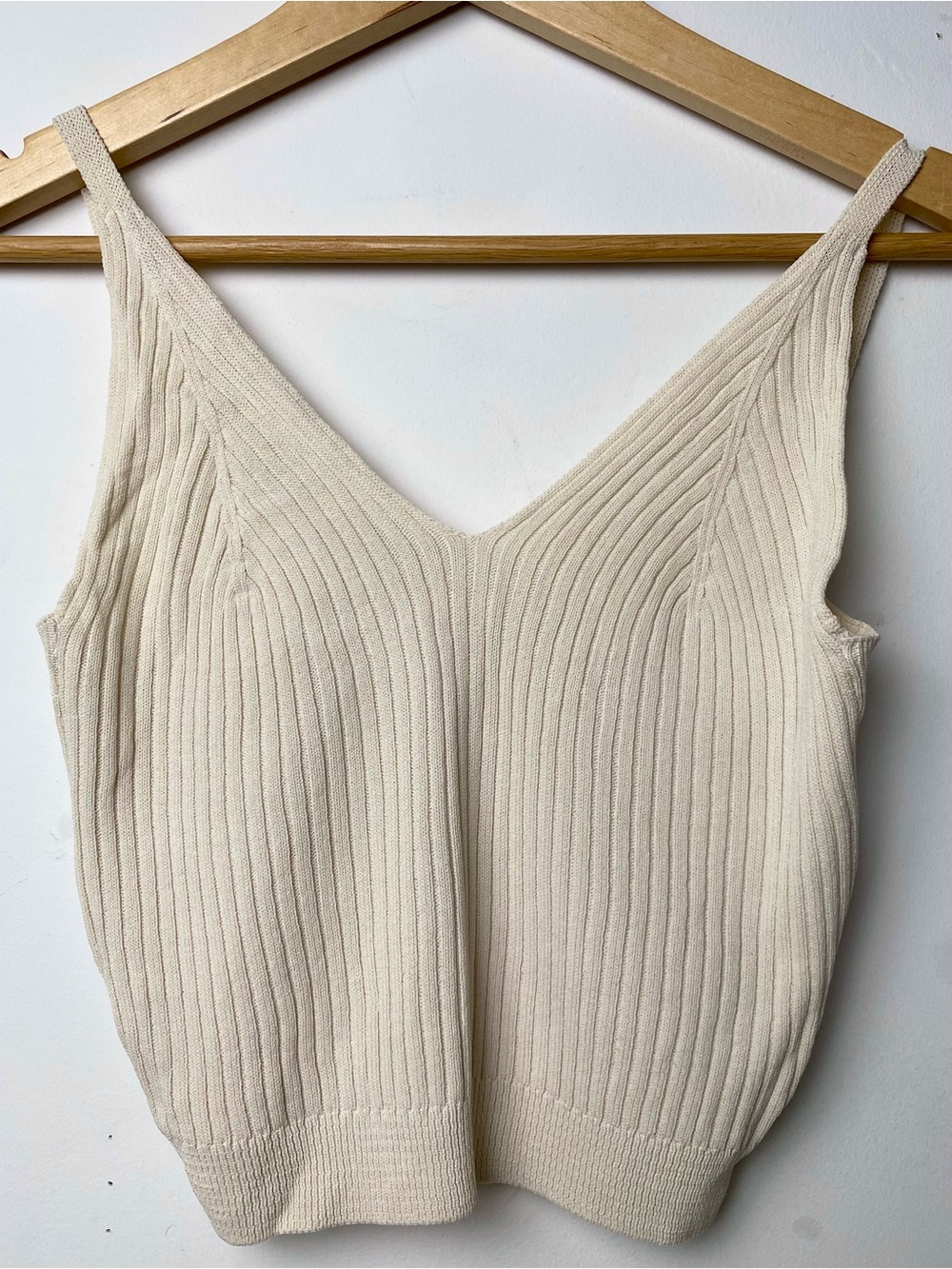 Italian Cream Ribbed V-Neck Knit Camisole